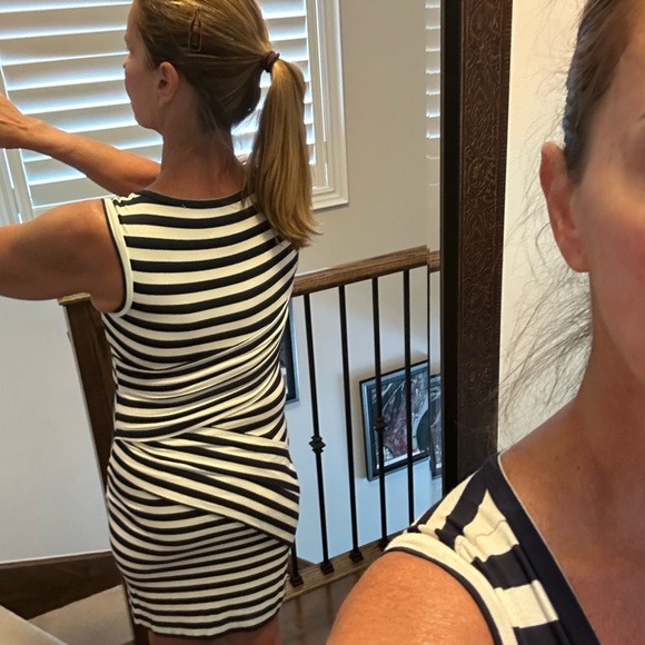 Artelier Nicole Miller USA made fitted dark navy blue/white dress - Picture 11 of 12